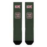 Custom Dark Green Light Pink Knee-High Sock