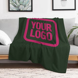 Custom Dark Green Pink Blanket