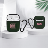 Custom Dark Green Light Pink AirPods Case