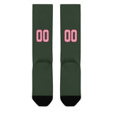 Custom Dark Green Light Pink Knee-High Sock
