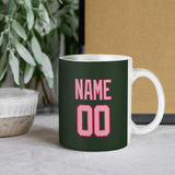 Custom Dark Green Light Pink Mug