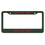 Custom Dark Green Red License Plate Frame