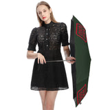 Custom Dark Green Red Automatic Umbrella