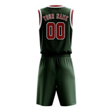 Custom Dark Green Red Basketball Set