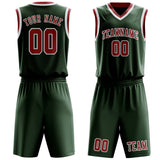 Custom Dark Green Red Basketball Set