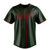 Custom Dark Green & Crimson Red Colors Design Sports Baseball Jersey