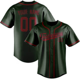 Custom Dark Green & Crimson Red Colors Design Sports Baseball Jersey