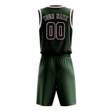 Custom Dark Green Crimson Red Basketball Set