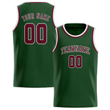 Custom Dark Green & Crimson Red Colors Design Sports Basketball Jersey