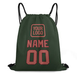 Custom Dark Green Copper Rose Drawstring Bag