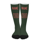 Custom Dark Green Copper Rose Knee-High Sock