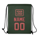 Custom Dark Green Copper Rose Drawstring Bag