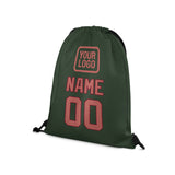 Custom Dark Green Copper Rose Drawstring Bag