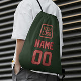 Custom Dark Green Copper Rose Drawstring Bag