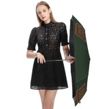 Custom Dark Green Coral Red Automatic Umbrella