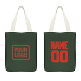 Custom Dark Green Orange Red Canvas Tote Bag