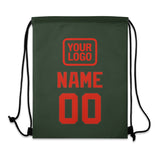 Custom Dark Green Orange Red Drawstring Bag