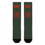Custom Dark Green Orange Red Knee-High Sock