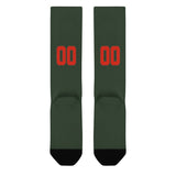 Custom Dark Green Orange Red Knee-High Sock
