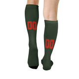 Custom Dark Green Orange Red Knee-High Sock