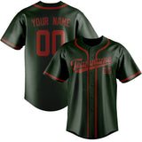 Custom Dark Green & Coral Red Colors Design Sports Baseball Jersey