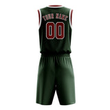 Custom Dark Green Coral Red Basketball Set