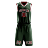 Custom Dark Green Coral Red Basketball Set