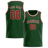 Custom Dark Green & Coral Red Colors Design Sports Basketball Jersey