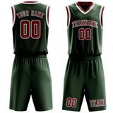 Custom Dark Green Coral Red Basketball Set