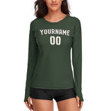 Custom Dark Green Cream Women's Long-Sleeve Shirt