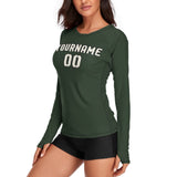 Custom Dark Green Cream Women's Long-Sleeve Shirt
