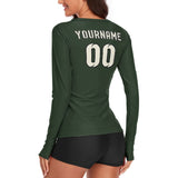 Custom Dark Green Cream Women's Long-Sleeve Shirt