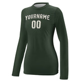 Custom Dark Green Cream Women's Long-Sleeve Shirt