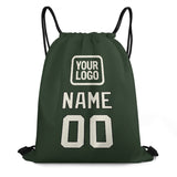 Custom Dark Green Cream Drawstring Bag