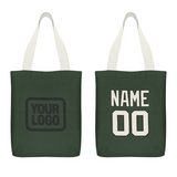 Custom Dark Green Cream Canvas Tote Bag