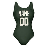 Custom Dark Green Cream Swimsuit