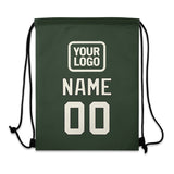 Custom Dark Green Cream Drawstring Bag