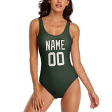 Custom Dark Green Cream Swimsuit
