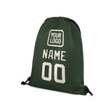 Custom Dark Green Cream Drawstring Bag