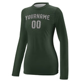 Custom Dark Green Gray Women's Long-Sleeve Shirt