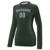 Custom Dark Green Light Blue Women's Long-Sleeve Shirt