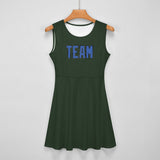 Custom Dark Green Sky Blue Cheerleader Dress