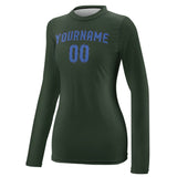 Custom Dark Green Sky Blue Women's Long-Sleeve Shirt