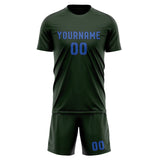 Custom Dark Green Sky Blue Soccer Jersey