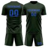 Custom Dark Green Sky Blue Soccer Jersey