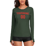 Custom Dark Green Orange Red Women's Long-Sleeve Shirt