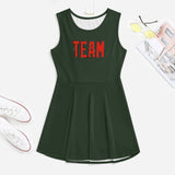Custom Dark Green Orange Red Cheerleader Dress