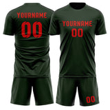 Custom Dark Green Orange Red Soccer Jersey