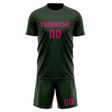 Custom Dark Green Pink Soccer Jersey