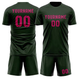 Custom Dark Green Pink Soccer Jersey